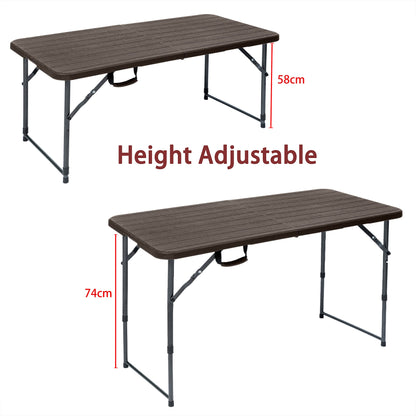 LANNY Portable Plastic Folding Table Wood Design 62x62cm for 2-4 person Party/Picnic/Garden/Dining/Kitchen/Buffee/Restaurant (brown3)