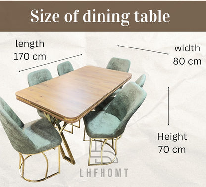 7-Pieces Dining Sets, 1 Piece Rectangular Table With (Free Installation), 1+6 Seater Modern Design Furniture for Home, Dining Room, (80x 170 cm, RFD)