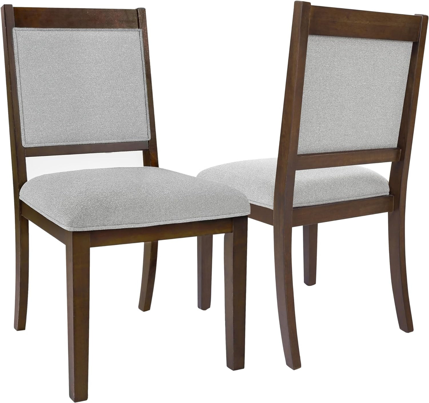 HomePop Open Back Upholstered Wood Frame Dining Chairs, Neutral Textured Solid (Set of 2)