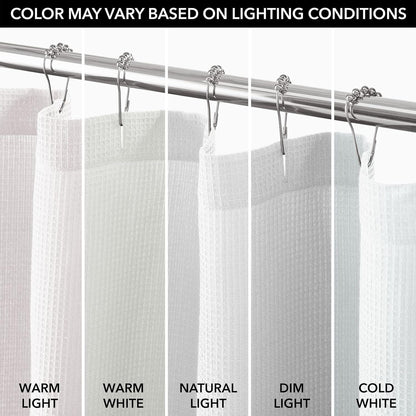 mDesign Cotton Waffle Weave Fabric Shower Curtain - for Bathroom Showers and Bathtubs - Hotel Quality - Machine Washable - Farmhouse Style - 72x72 Inch Cream/Beige