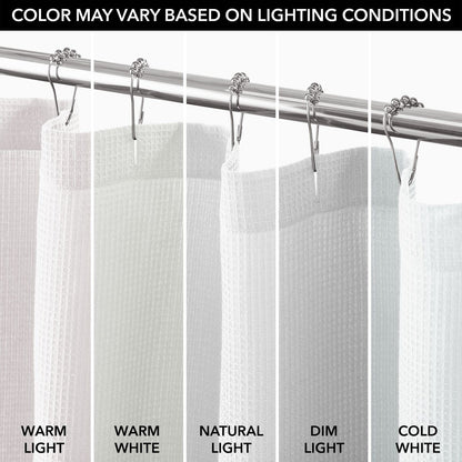 mDesign Cotton Waffle Weave Fabric Shower Curtain - for Bathroom Showers and Bathtubs - Hotel Quality - Machine Washable - Farmhouse Style - 72x72 Inch Cream/Beige