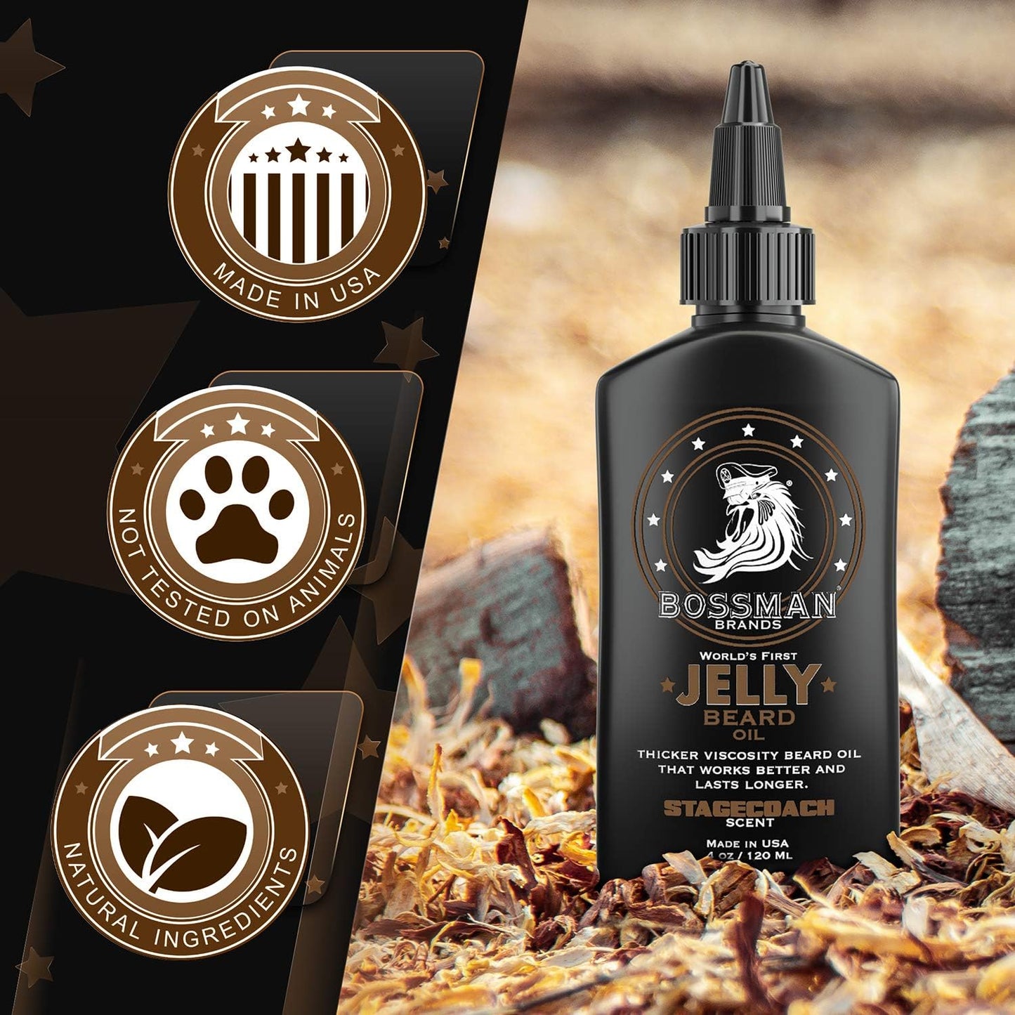 Bossman Beard Oil Jelly and Relaxing Beard Balm Combo- Royal Oud Scent