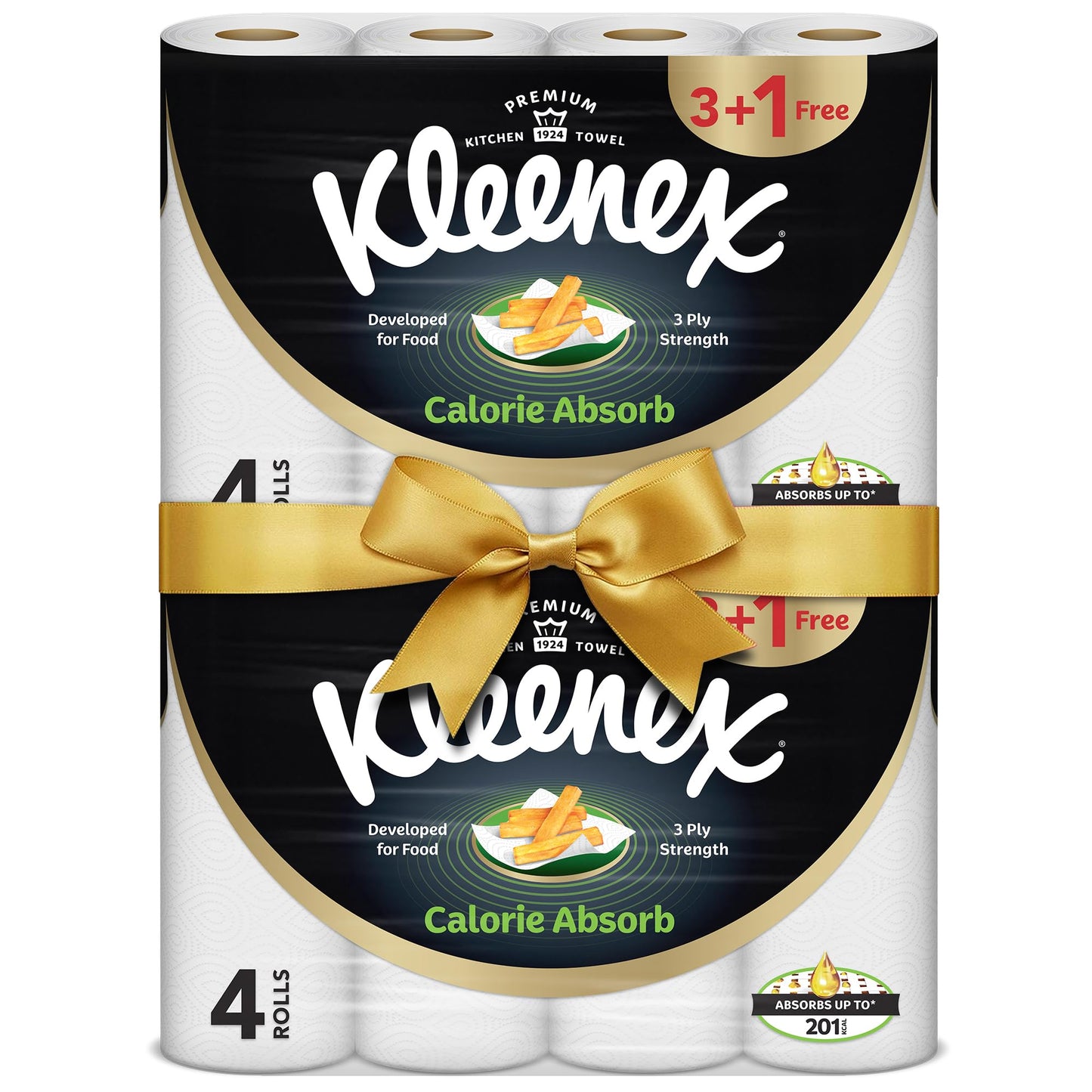 Kleenex Calorie Absorb Kitchen Tissue Paper Towel, 3 PLY, 8 Rolls x 50 Sheets, Food-Grade Strong Absorbent Kitchen Tissue