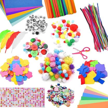 Mumoo Bear 1000+ Pcs Craft Kits for Kids, Kids Arts and Crafts with Pipe Cleaners, Colour Felt, Glitter Pom Poms, Feather, Buttons, Sequins - Homeschool DIY Arts Craft Supplies Gifts for Kids Toddlers