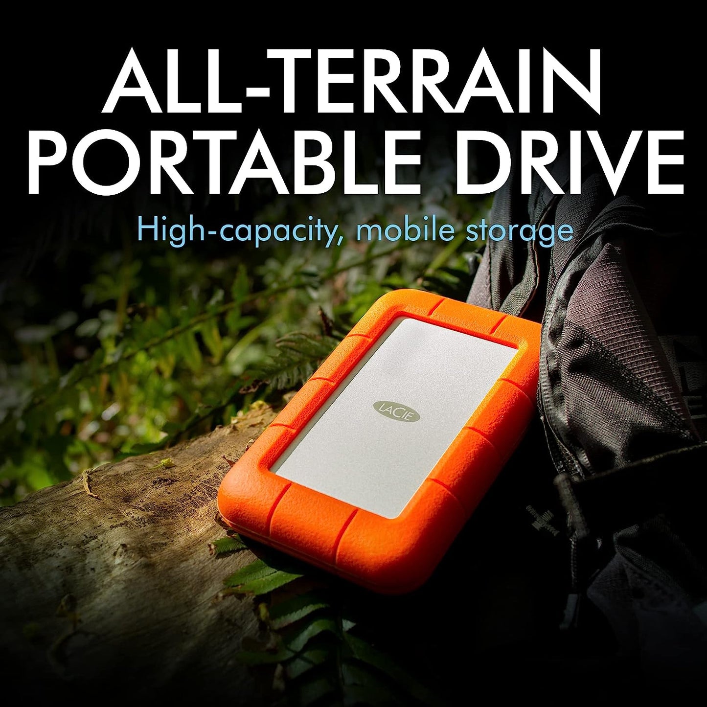 LaCie Rugged USB-C, 2TB, Portable External Hard Drive, Drop, Shock, Dust, Rain Resistant, for Mac & PC (STFR2000800)