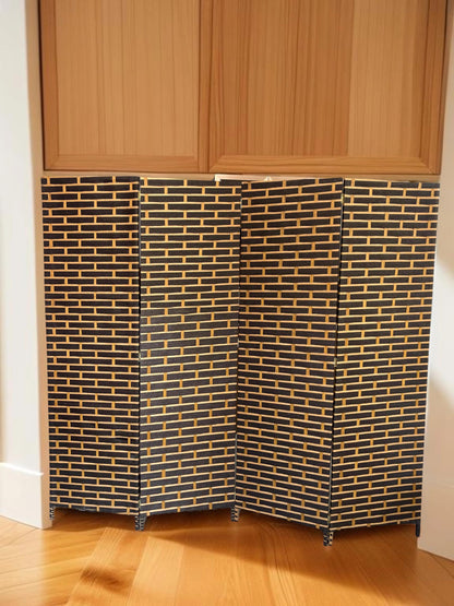 Vital 4-Panel Room Dividers and Folding Privacy Screens Partition Walls for Bedroom Rattan Screen Divider Portable Freestanding Privacy Wall (A2)