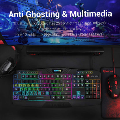 Redragon S101 Wired Rgb Backlit Gaming 4 In 1 Combo