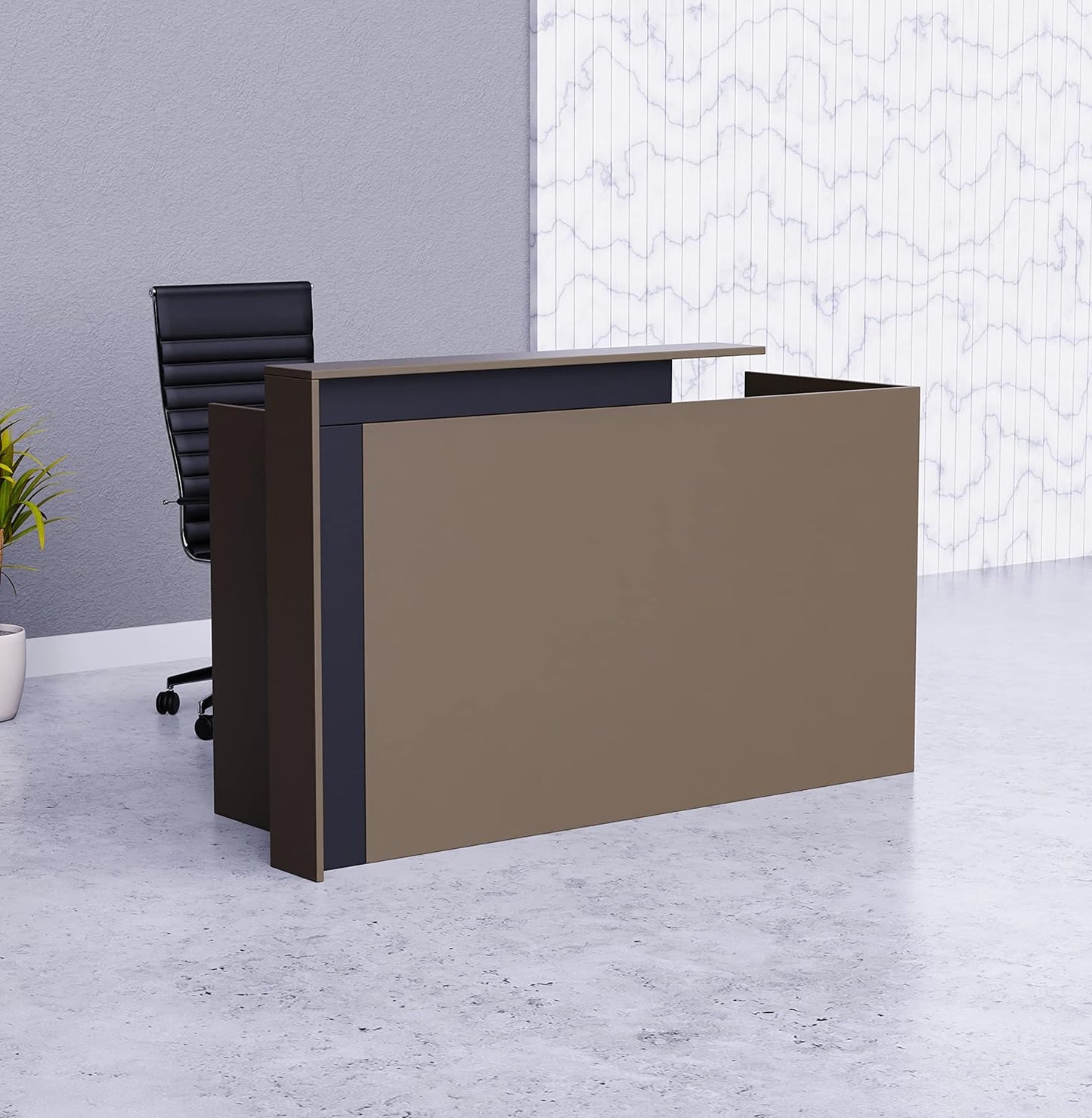 Mahmayi REC-2 Designer Reception Desk For Office Space, Front Office Desk (White-Coco Bolo)