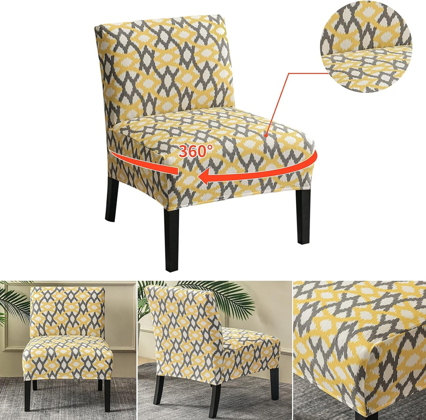 Eco-Ancheng Armless Chair Slipcover Washable Armless Chair Covers Removable Slipcover for Armless Chair Non-Slip Sofa Couch Covers Furniture Protector for Dining Living Room Armless Accent Chair