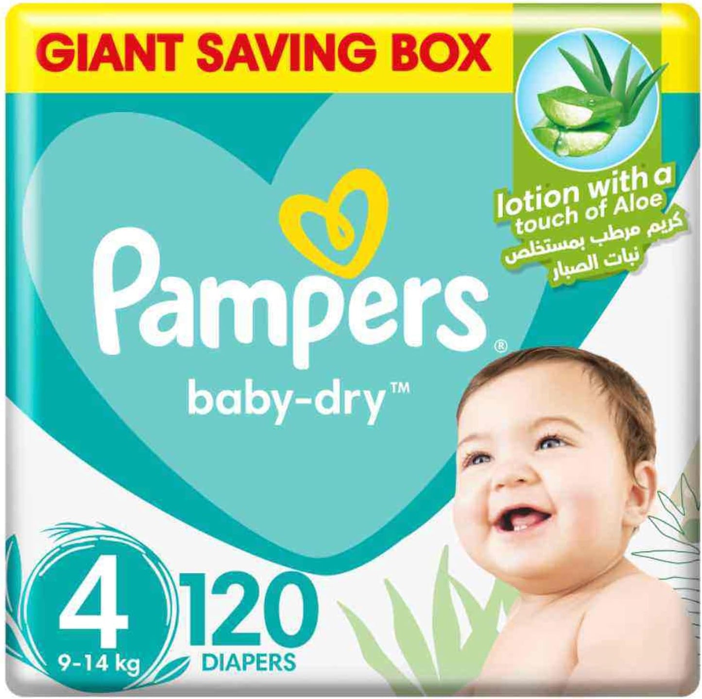 Pampers Baby-Dry Taped Diapers with Aloe Vera Lotion, up to 100% Leakage Protection, Size 4, 9-14kg, 240 Count