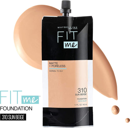 Maybelline Fit Me Matte + Poreless Liquid Oil-Free Foundation Makeup, Soft Tan, 1 Count (Packaging May Vary)