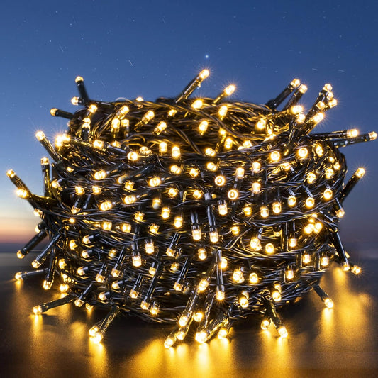 Quntis Battery Powered Led String Lights,132FT 300 LEDs Twinkle Outdoor Lights 8 Mode with Timer Decoration for Patio Decor Gazebo Balcony Garden Bedroom Holiday Camping Party Christmas, Warm White