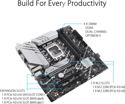 ASUS PRIME B760-PLUS D4 ATX Motherboard, LGA1700, Intel B760 Chipset, 4xDDR4 Slot, Max 128GB, PCle 5.0, 2.5Gb Ethernet, Fan Xpert 2+, Aura Sync, DP/VGA/HDMI