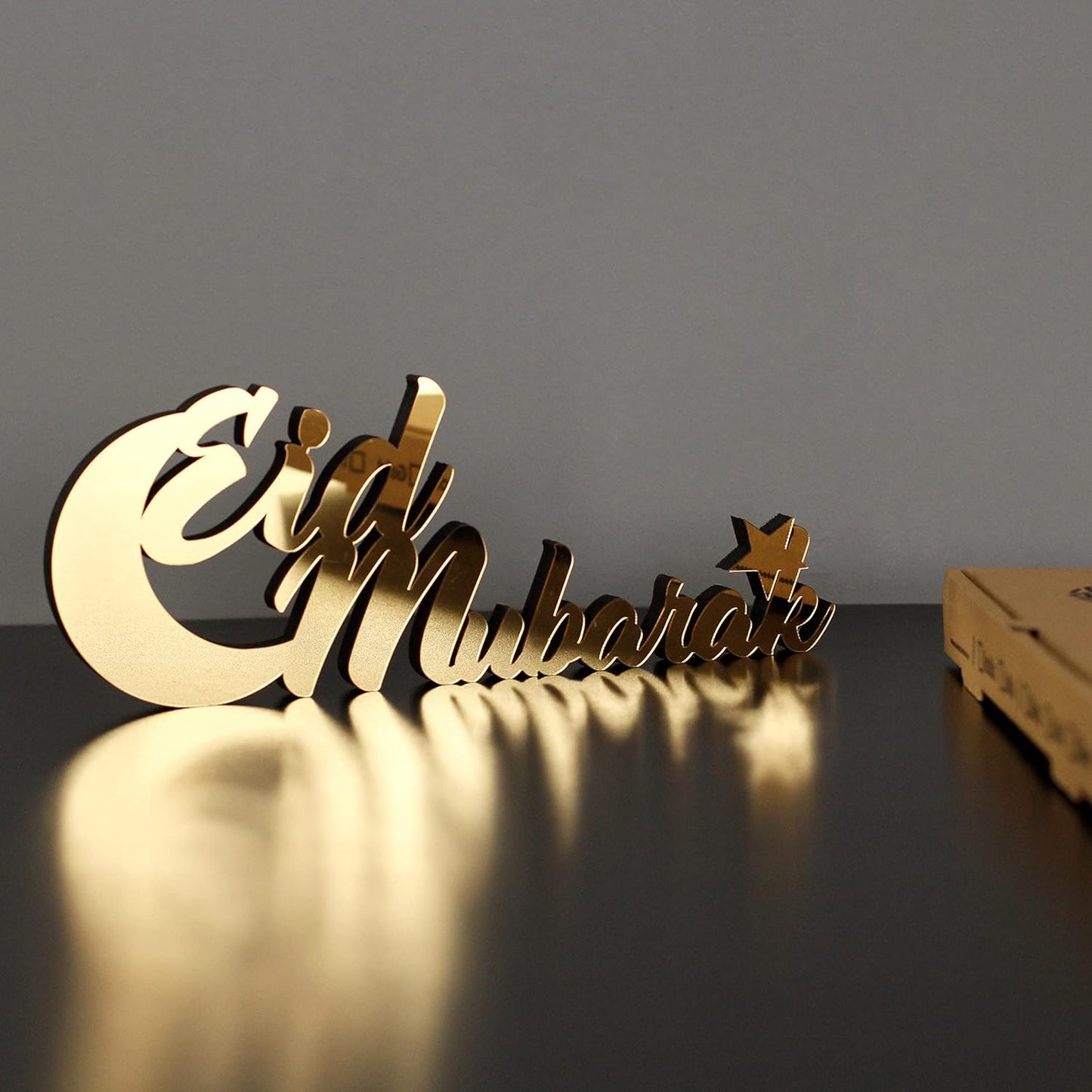 E World | Wooden Acrylic Islamic Tabletop Decors | Ramadan Kareem and Eid Mubarak Decoration | Islamic Muslim Gifts | Ramadan Eid Decoration | (Ramadan Kareem-1, Gold)