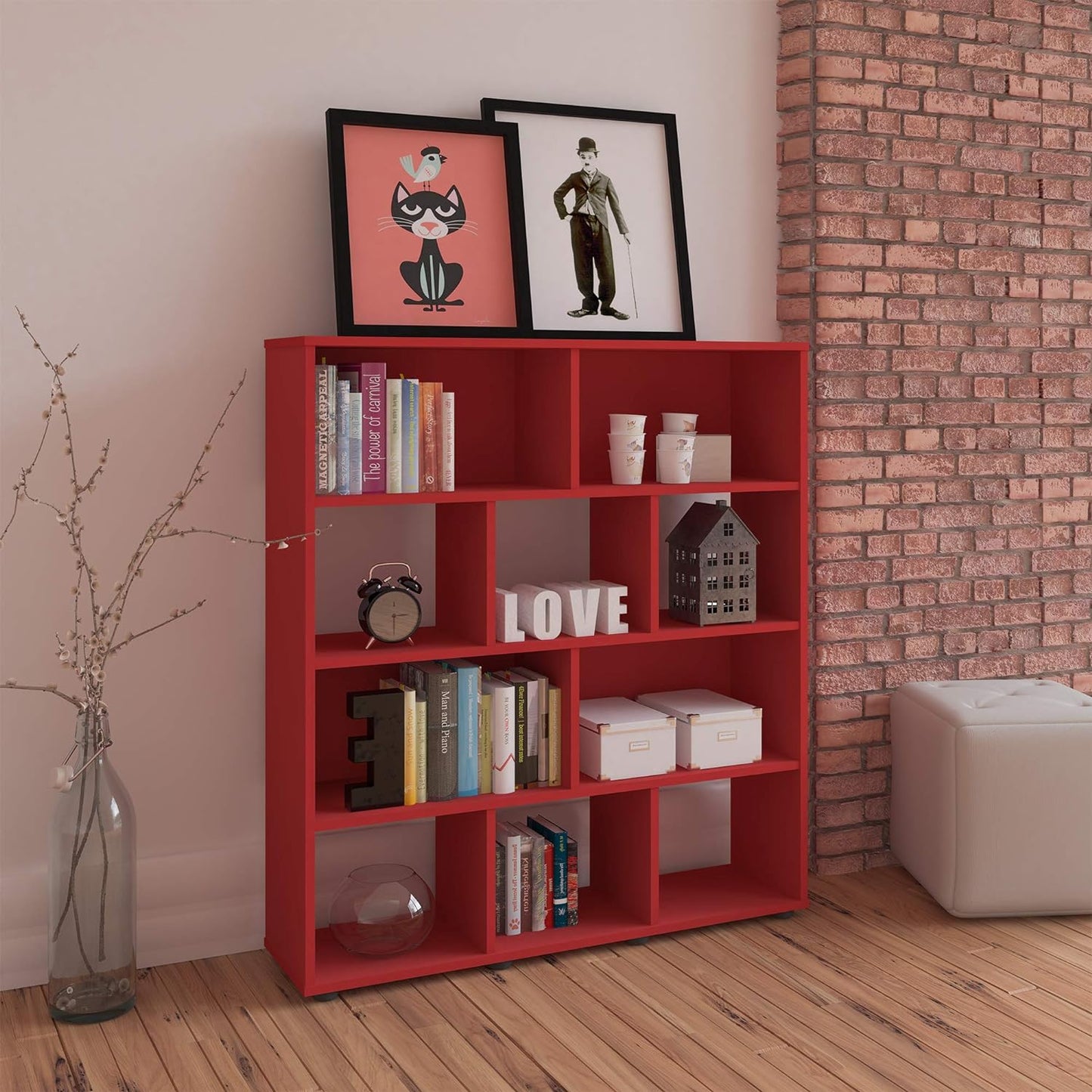 Artely MDF/MDP Book Shelf, Bookcase, Cabinet, Bookrack, Many Shelves, Ideal for Living Room, Bedroom, Office, Book Room, Rustic Brown, W 91 cm x D 25 cm x H 109 cm, DIY Assembly, 7899307514197