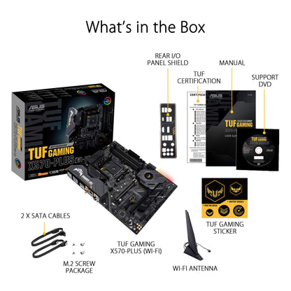 Asus AM4 TUF Gaming X570-Plus (Wi-Fi) AM4 Zen 3 Ryzen 5000 & 3rd Gen Ryzen ATX Motherboard With PCIe 4.0, Dual M.2, 12+2 With Dr. MOS power stage, USB 3.2 Gen 2 And Aura Sync RGB lighting