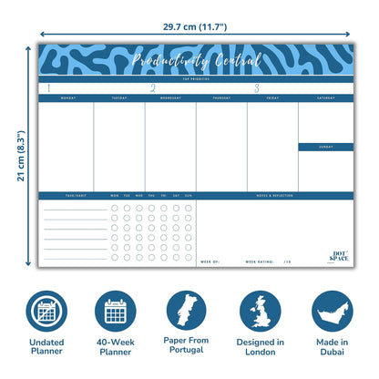 DOTSPACE Plan of Action Weekly Planner Notepad - Priorities Matrix for Brainstorming, Weekly To Do List and Notes - 40 Premium Tear Off Sheets/Weeks - Desk Planner/Organizer