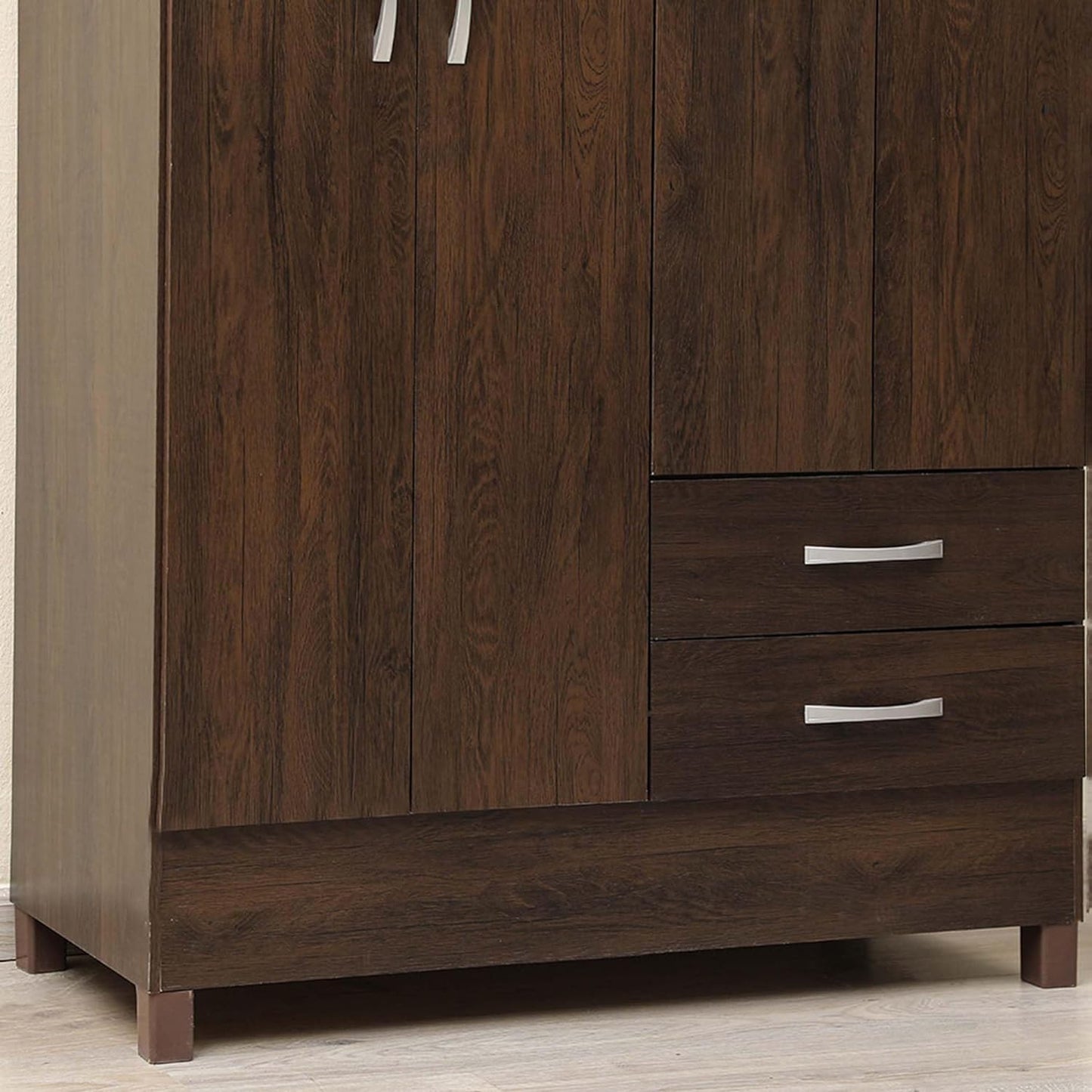 Pan Emirates Home Furnishings PAN Home Clean 4 Door Wardrobe With 2 Drawers Brown