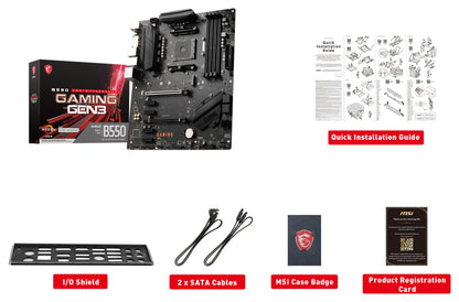 MSI B550 Gaming GEN3 Gaming Motherboard (AMD AM4, DDR4, PCIe 3.0, SATA 6Gb/s, M.2, USB 3.2 Gen 1, HDMI, ATX, AMD Ryzen 5000/4000 Series Processors)