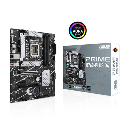 ASUS Prime B760-PLUS D4 Intel (13th and 12th Gen)LGA 1700 ATX motherboard PCIe 5.0,3xPCIe 4.0 M.2 slots,DDR4,2.5Gb LAN,DisplayPort,USB 3.2 Gen 2x2 Type-C,front USB 3.2 Gen 1 Type-C,Thunderbolt (USB4®)