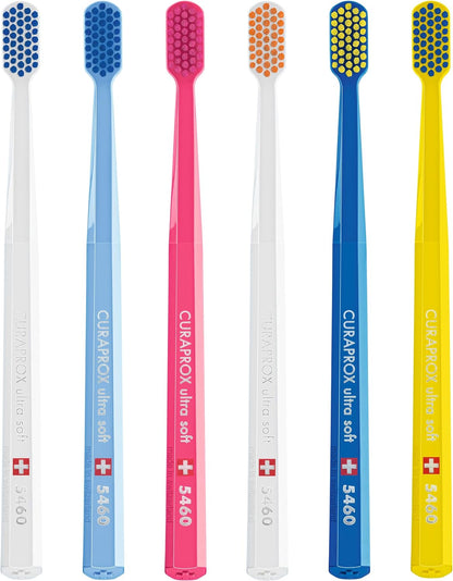 Curaprox Toothbrush CS 5460 Ultra-Soft, 3 Pack - Ultra Soft Toothbrush for adults with 5460 CUREN Bristles - Curaprox Manual Toothbrush