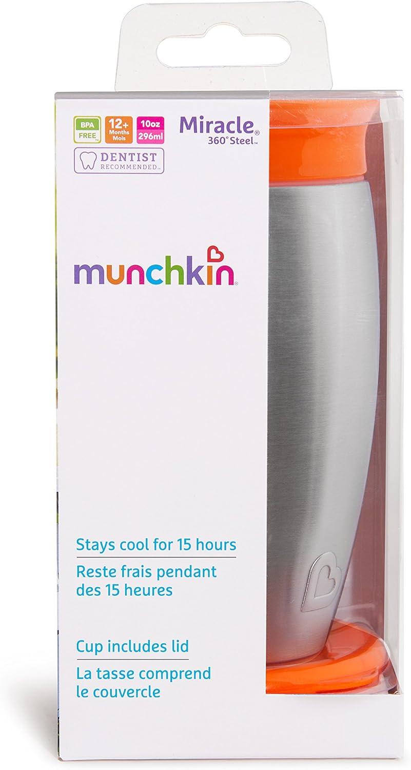 Munchkin Miracle Stainless Steel 360 Sippy Cup, Blue, 10 Ounce