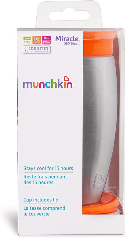 Munchkin Miracle Stainless Steel 360 Sippy Cup, Blue, 10 Ounce