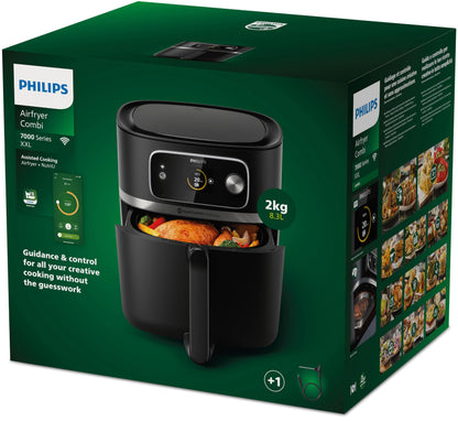 Philips 7000 Series Airfryer Combi XXL Connected - 9.4kg, 2200W, Rapid CombiAir, Auto-Cook Programs, Food Thermometer - HD9880/90