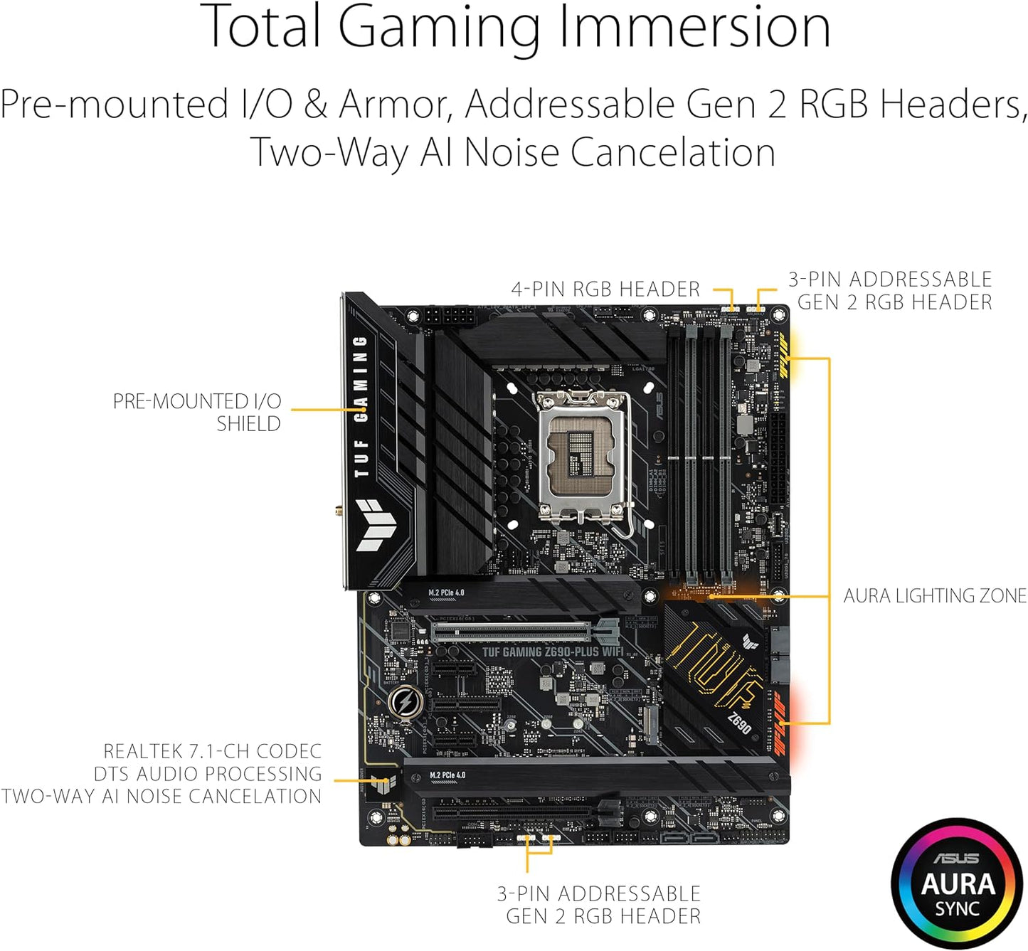 ASUS TUF Gaming Z790-Plus WiFi LGA 1700(Intel®12th&13th Gen) ATX Gaming Motherboard(PCIe 5.0,DDR5,4xM.2 Slots,16+1 DrMOS,WiFi 6,2.5Gb LAN,Front USB 3.2 Gen 2 Type-C®,Thunderbolt 4(USB4),Aura RGB)