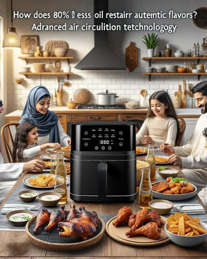 6.5L Air Fryer with Multi-Function Cooking Revolutionize Your Kitchen Experience Smart Touch, Large Capacity, Precise Temperature Control, Extended Timer - Ideal for Healthy Frying & Delicious Recipes