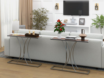 RIGID Console Table | Corner End Table with Stainless Steel Frame and Glass Top for Living Room, Office