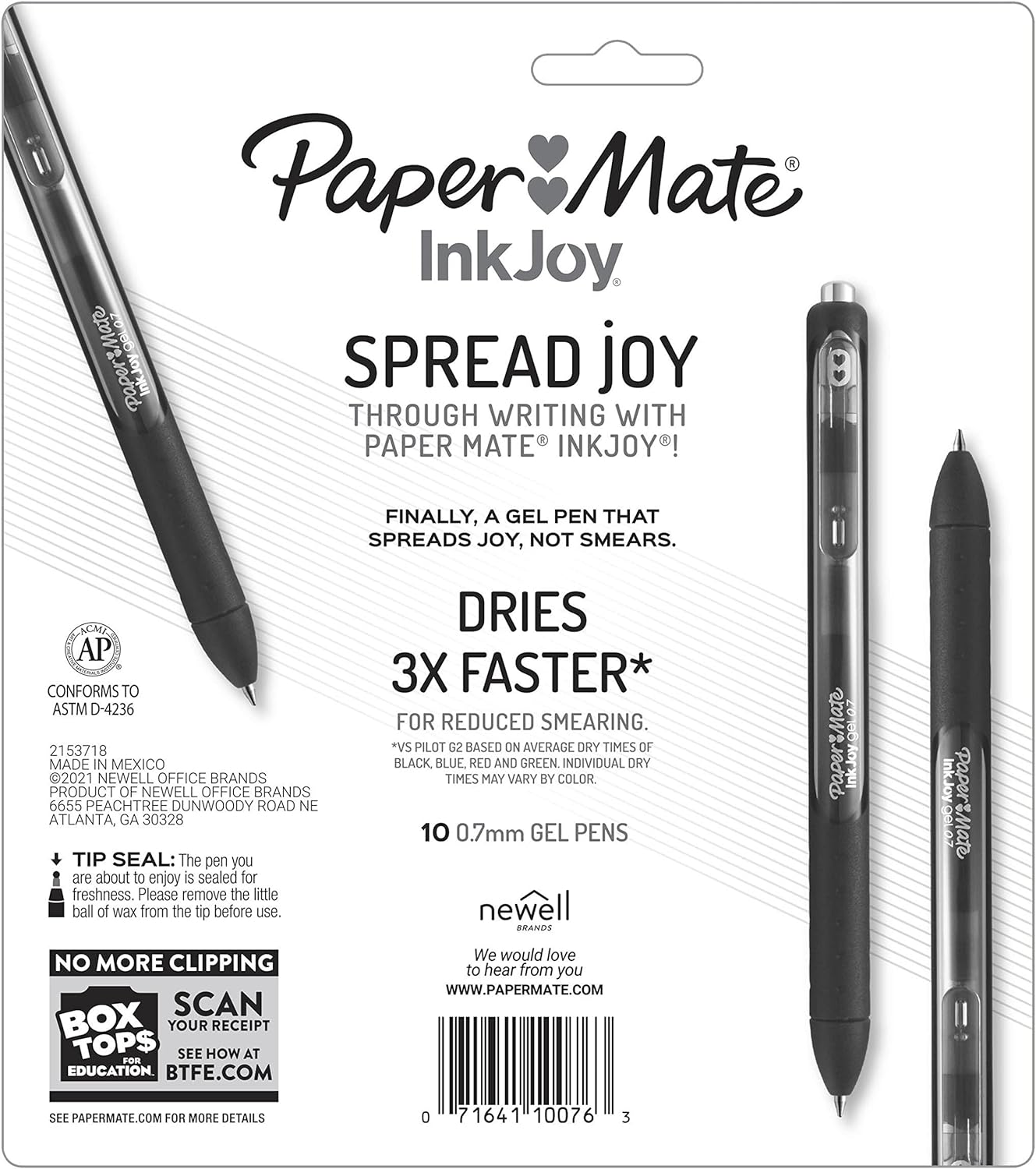 Paper Mate Inkjoy Gel Retractable Pen, 0.7Mm, Ink, Pack Of 14, Assorted (1951636)