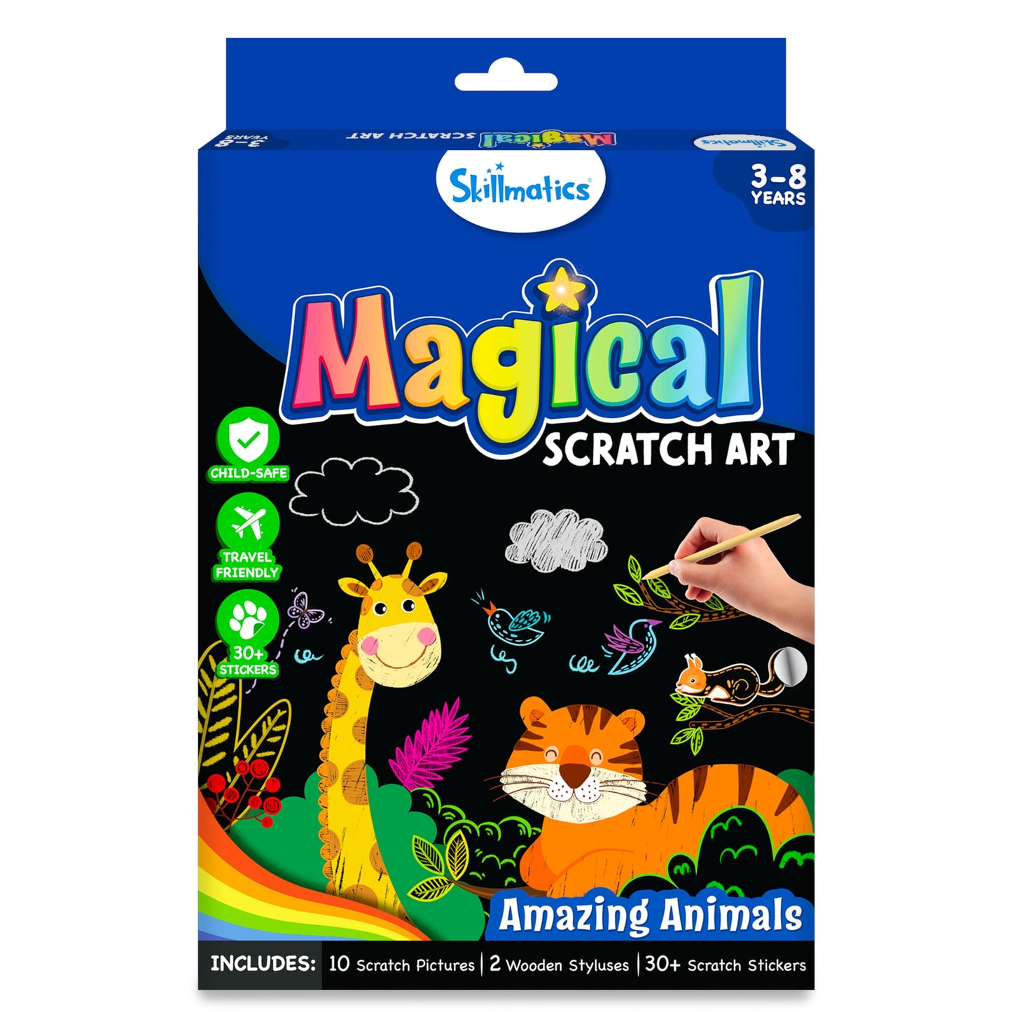 Skillmatics Magical Scratch Art Book for Kids - Unicorns & Princesses, Craft Kits & Supplies, DIY Activity & Stickers, Gifts for Toddlers, Girls & Boys Ages 3, 4, 5, 6, 7, 8, Travel Toys