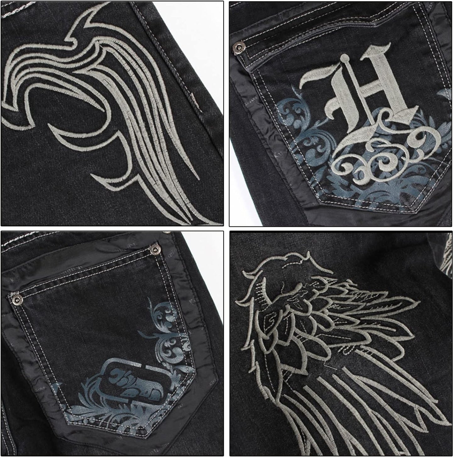 Y2k Baggy Jeans for Men Grunge Vintage Relaxed Fit Skateboard Jeans Loose Embroidery Hip Hop Dance Denim Pants