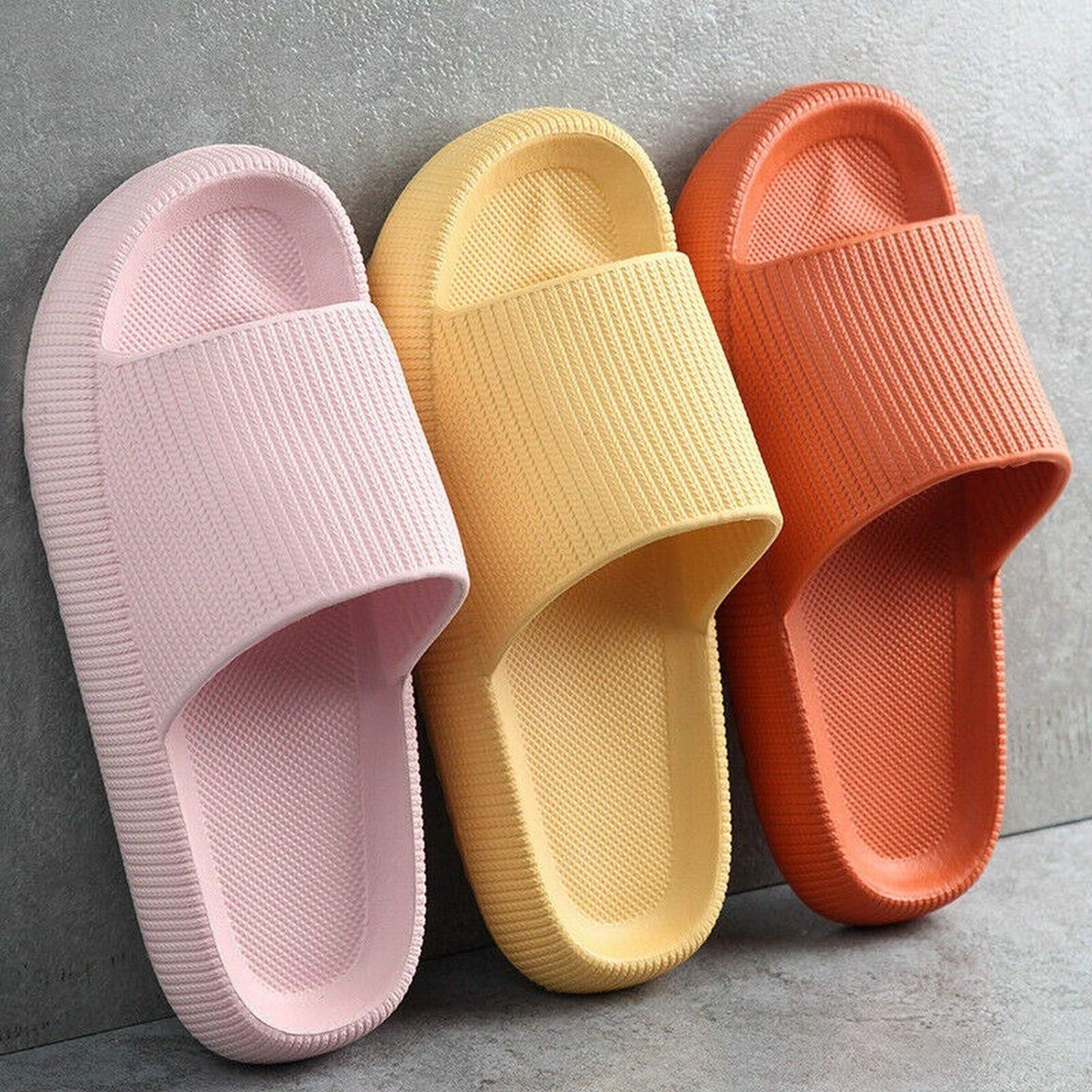 Thick Sole Home Women Slippers Ladies Platform Flat Shoes Non-slip EVA Living Room Indoor Slides Women Slippers 4.5cm Heel (pink,44-45 (43-44 feet))