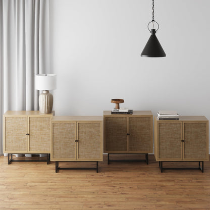 Nathan James Accent Boho Modern Free Standing Buffet Sideboard Hallway, Entryway, Dining Living Room, 1 Storage Cabinet, Beacon - Light Brown