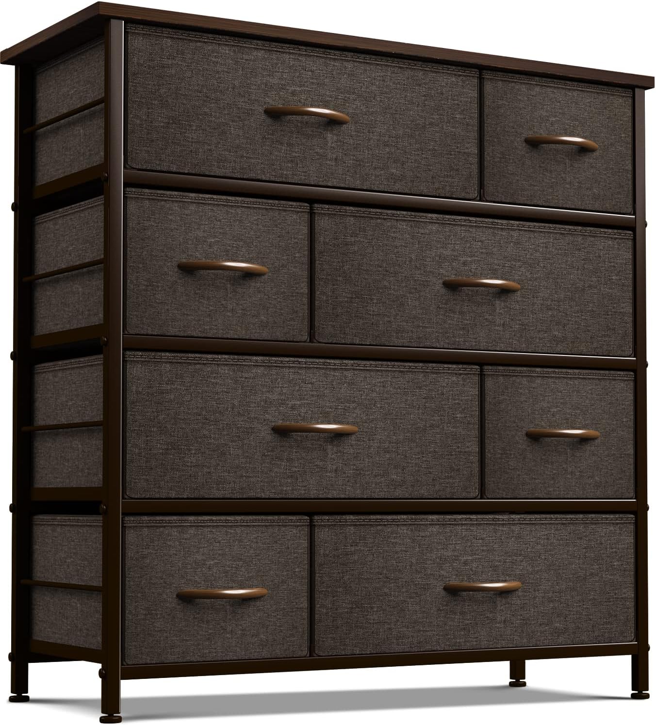 Sorbus Dresser for Bedroom with 8 Drawers - Tall Chest Storage Tower Unit, for Closet, Hallway, Nursery, Entryway Furniture Organization - Steel Frame, Wood Top Easy Pull Bins (Dark Grey)