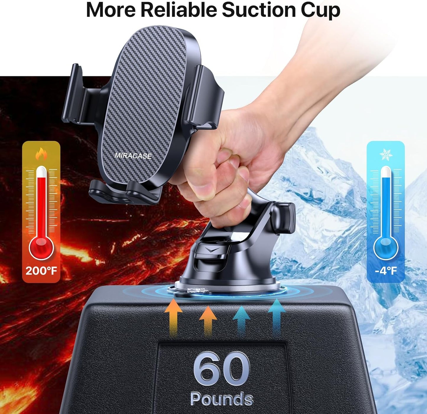 Miracase 【2023 New Generation】Car Phone Holder, Long Arm Phone Holder Car for Dashboard Windshield Air Vent【Heat-Resistant Strong Suction Cup】Car Mobile Holder Compatible with All Smartphones