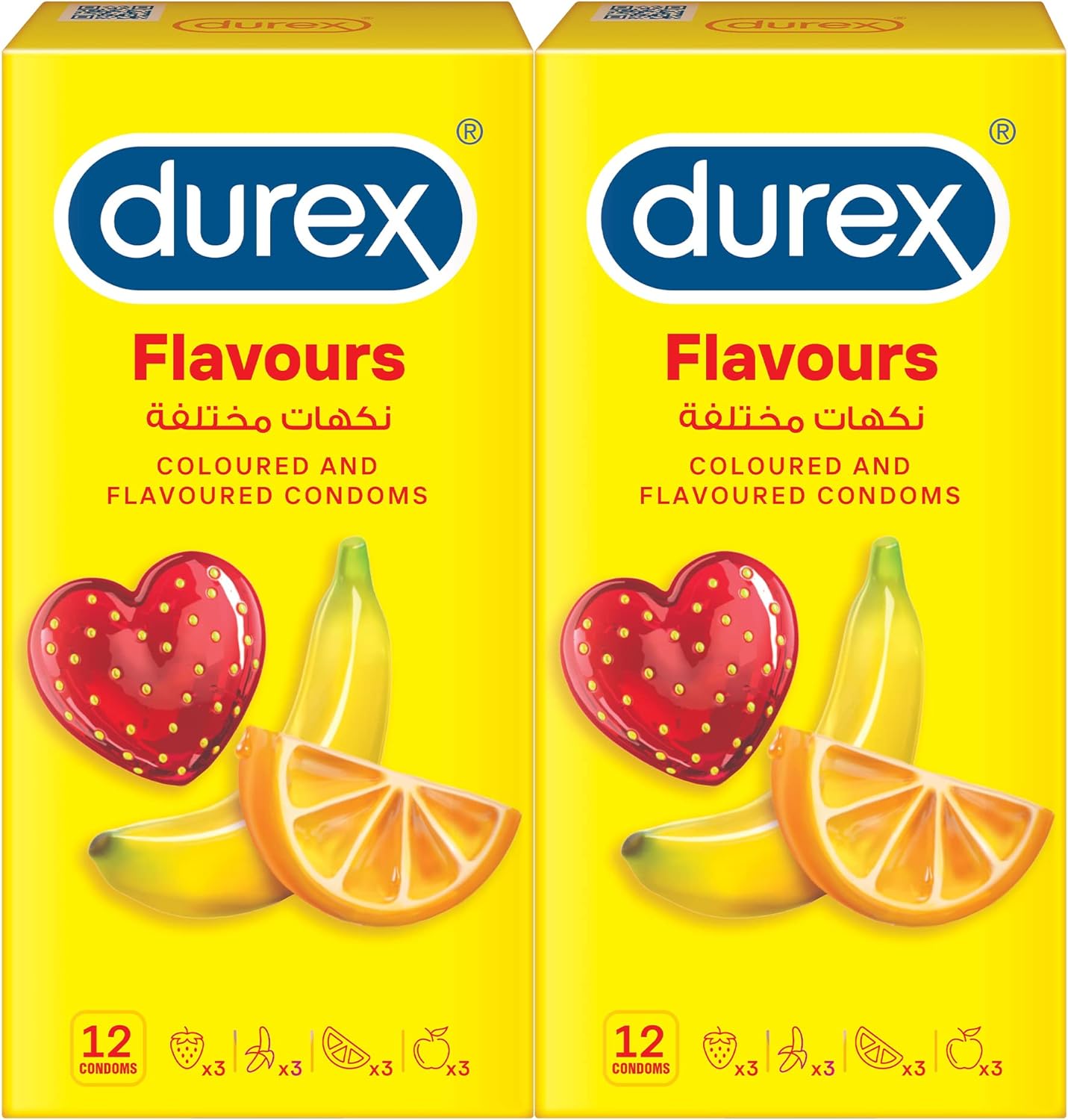 Durex Coloured and Flavoured Condoms for Men- 12 Pieces Twin Pack, Medium