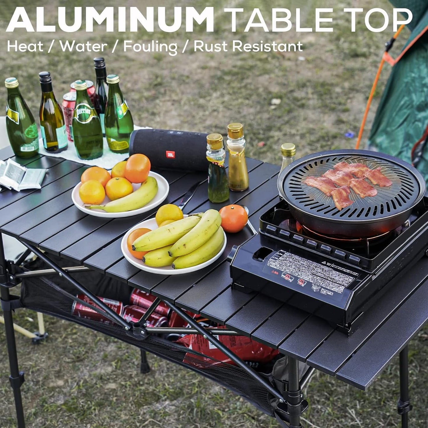 Jorunb Large Foldable Table,Portable Camping Table,Picnic Table,Backpacking Table with Storage Waterproof Pocket,for Outdoor BBQ,Cookout,Picnic,Beach 95 * 55 * 50cm