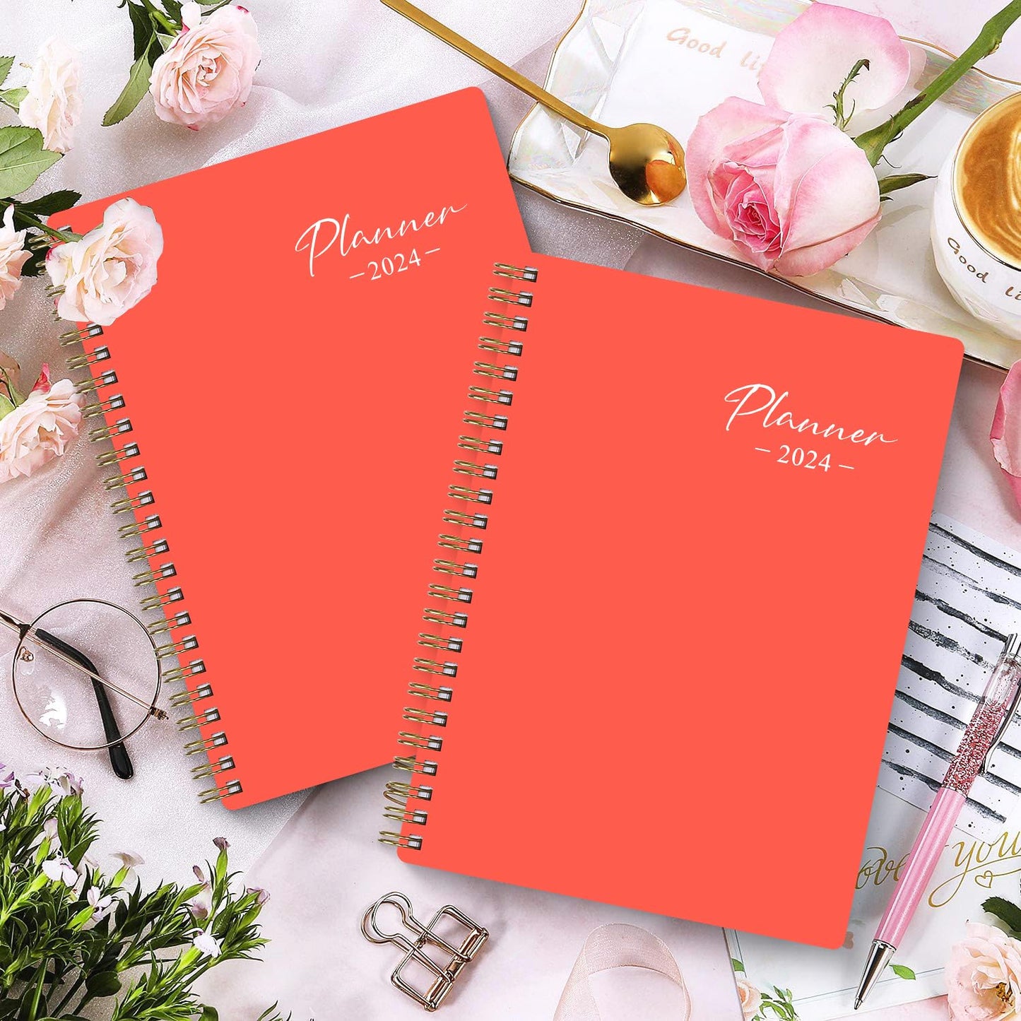 KSNOW 2024 Weekly and Monthly Planner, Runs from January 2024 to December 2024, Life Planner to Hit Your Goals & Live Happier, 12 Months Yearly Agenda Productivity for Women & Men, A5 (Blue)