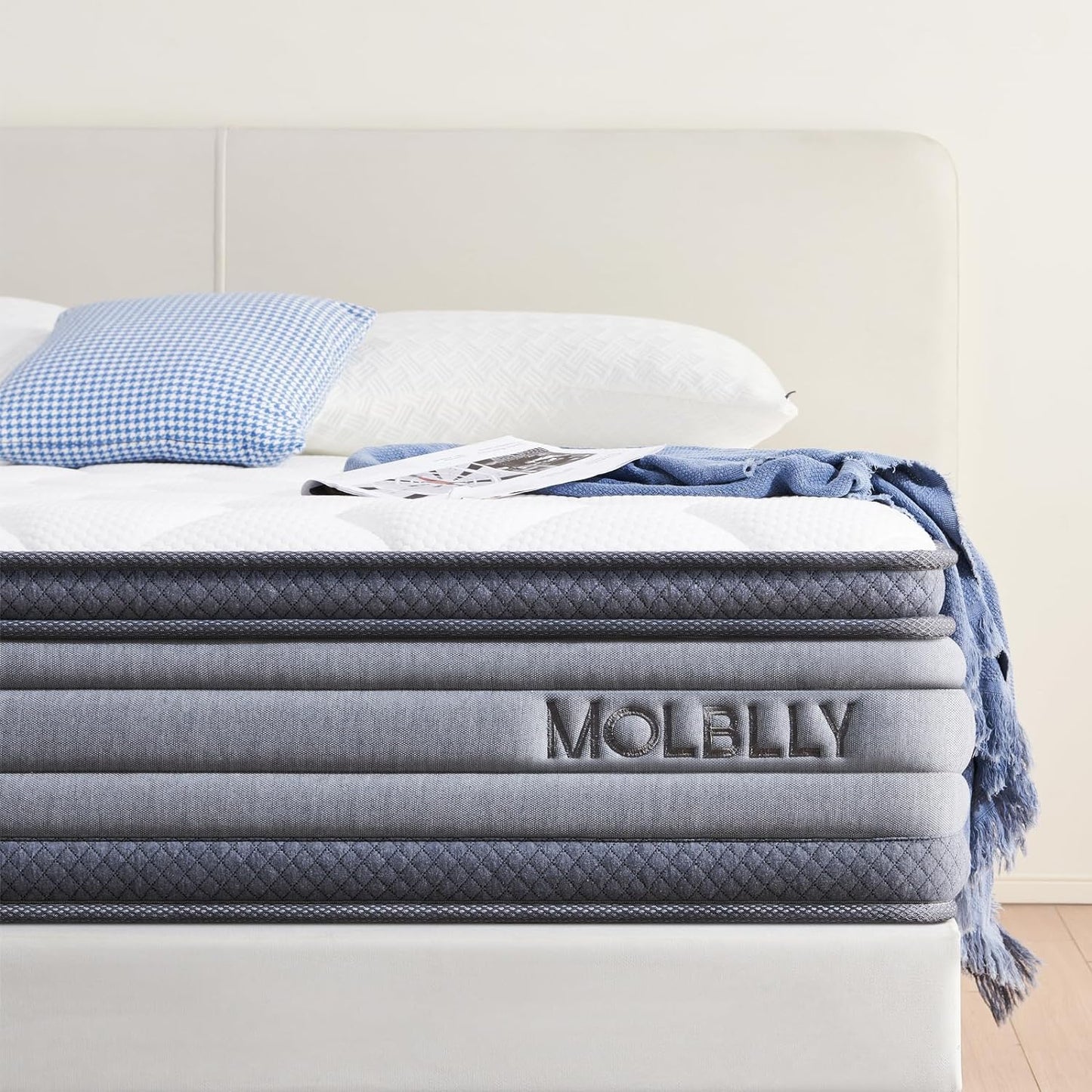 Molblly 20CM Individually Wrapped Coils Innerspring & Cooling-Gel Memory Foam Mattress, Medium Firm Pocket Spring Hybrid Single Mattresses,90 * 190 * 20CM