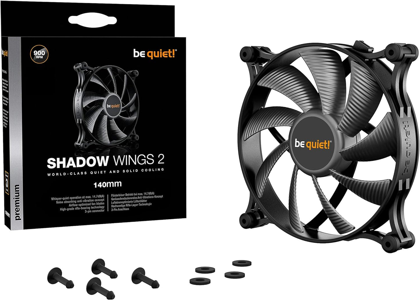 be quiet! Shadow Wings 2 140mm PWM, BL087, Cooling Fan, Black