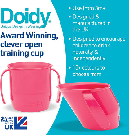 Doidy Cup - Training Sippy Cups for Toddler Cup & Babies - Unique Slanted Design Two Handles Baby Cup - Great Weaning Cup for Milk, Water & Juice - Use from 3-6 Months to Toddler (Purple)