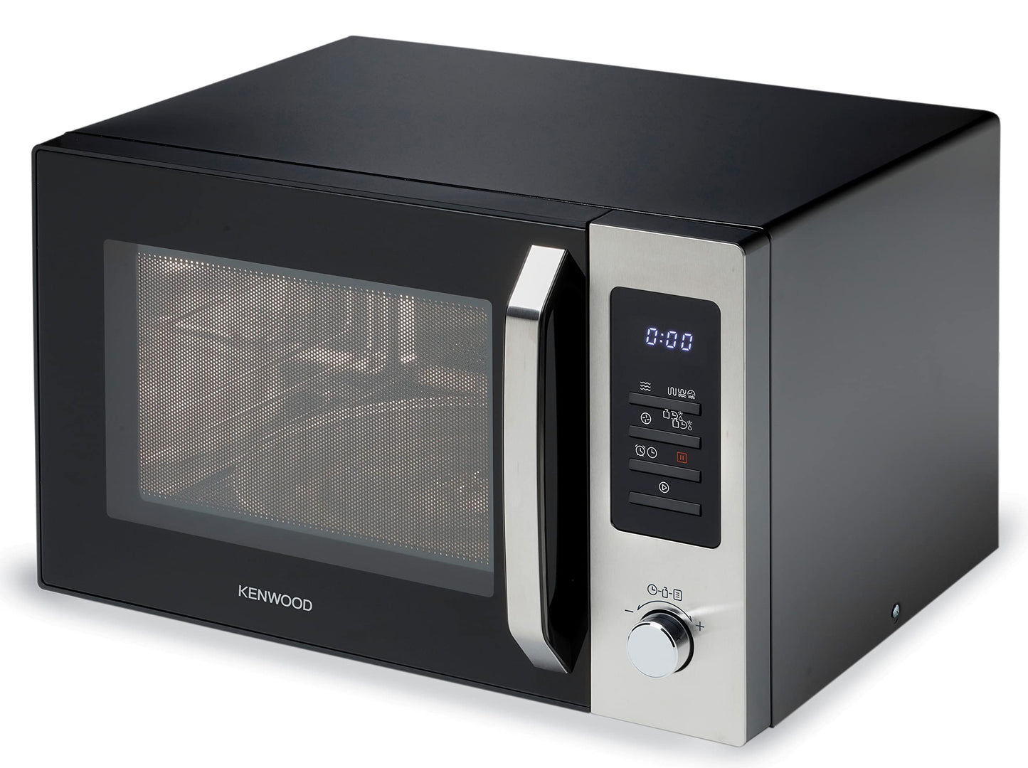 KENWOOD 30L Microwave Oven with Grill, Digital Display, 5 Power Levels, Defrost Function, Stainless Steel, Auto Menu, 95 Minutes Timer, Clock Function 1000W MWM30.000BK Black/Silver