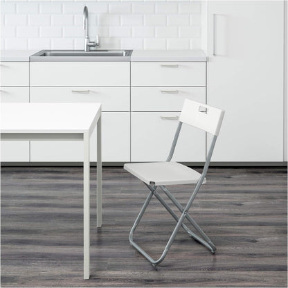 IKEA GUNDE Stainless Steel Multipurpose Foldable Chair for Office Use, Kids, Home (White)