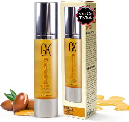 Global Keratin GKHAIR Smoothing Serum (Pack of 1/3.4 fl oz) - 100% Pure Organic Argan Oil | Hydrating Strength Shine Dry Damaged Repair Anti-Frizz Moistures Nourishment