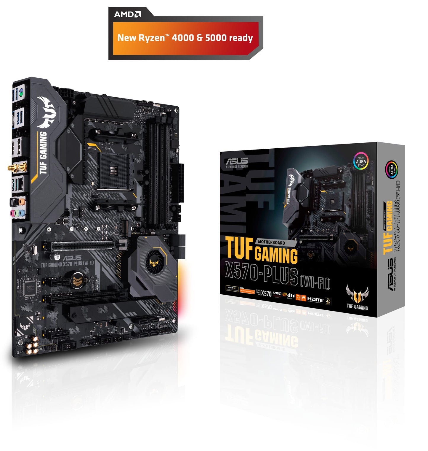 Asus AM4 TUF Gaming X570-Plus (Wi-Fi) AM4 Zen 3 Ryzen 5000 & 3rd Gen Ryzen ATX Motherboard With PCIe 4.0, Dual M.2, 12+2 With Dr. MOS power stage, USB 3.2 Gen 2 And Aura Sync RGB lighting