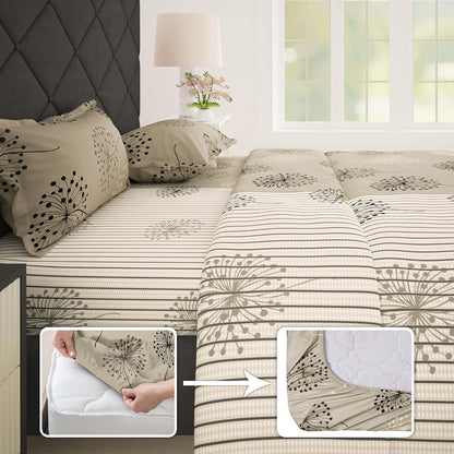 Story@Home Metro XL186 TC 100% CottonFloral1 Unit King Size Bedsheet With 2 Pillow Cover, Grey