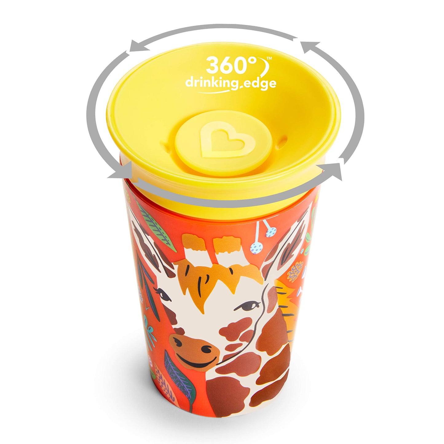 Munchkin Miracle 360° WildLove Sippy Cup, Spill proof and leak proof cup for toddler/kids boys and girls, 9oz Capacity, Lemur & Bee, 12 Months and above, Pack of 2